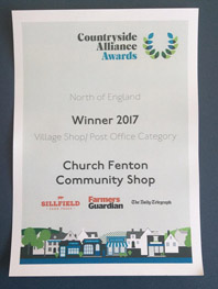 Award for Church Fenton Community Shop
